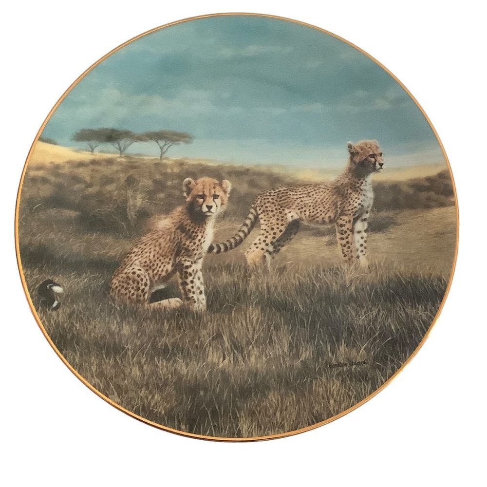 W.S. George Collector‎ Plate RECESS Charles Frace Natures Playmates Cheetah Cubs